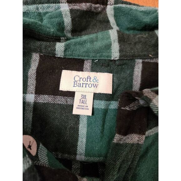 Croft & Barrow set of 2 3X plaid Long sleeved shirts  1 black and white 1-green - Picture 8 of 9